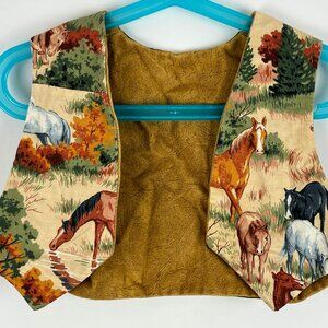 Unbranded Kids Cowgirl Vest Size M Beige Multicolor Double Sided Arabian Horse